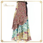 フラメンコ 衣装 巻きスカート スカート レイリーナ Leirena 軽い 薄い レッスン ファルダ リボン 柄 模様 ペイズリー イエロー系 ブラック系 レッド系 グリーン系 フェスティバル フラメンコ衣装 多色使い おしゃれ カジュアル