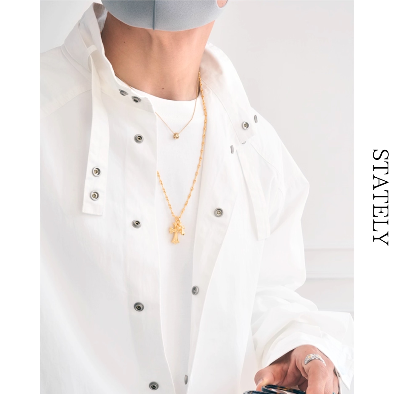 スタンドカラースナップボタンshirt_T110・画像6