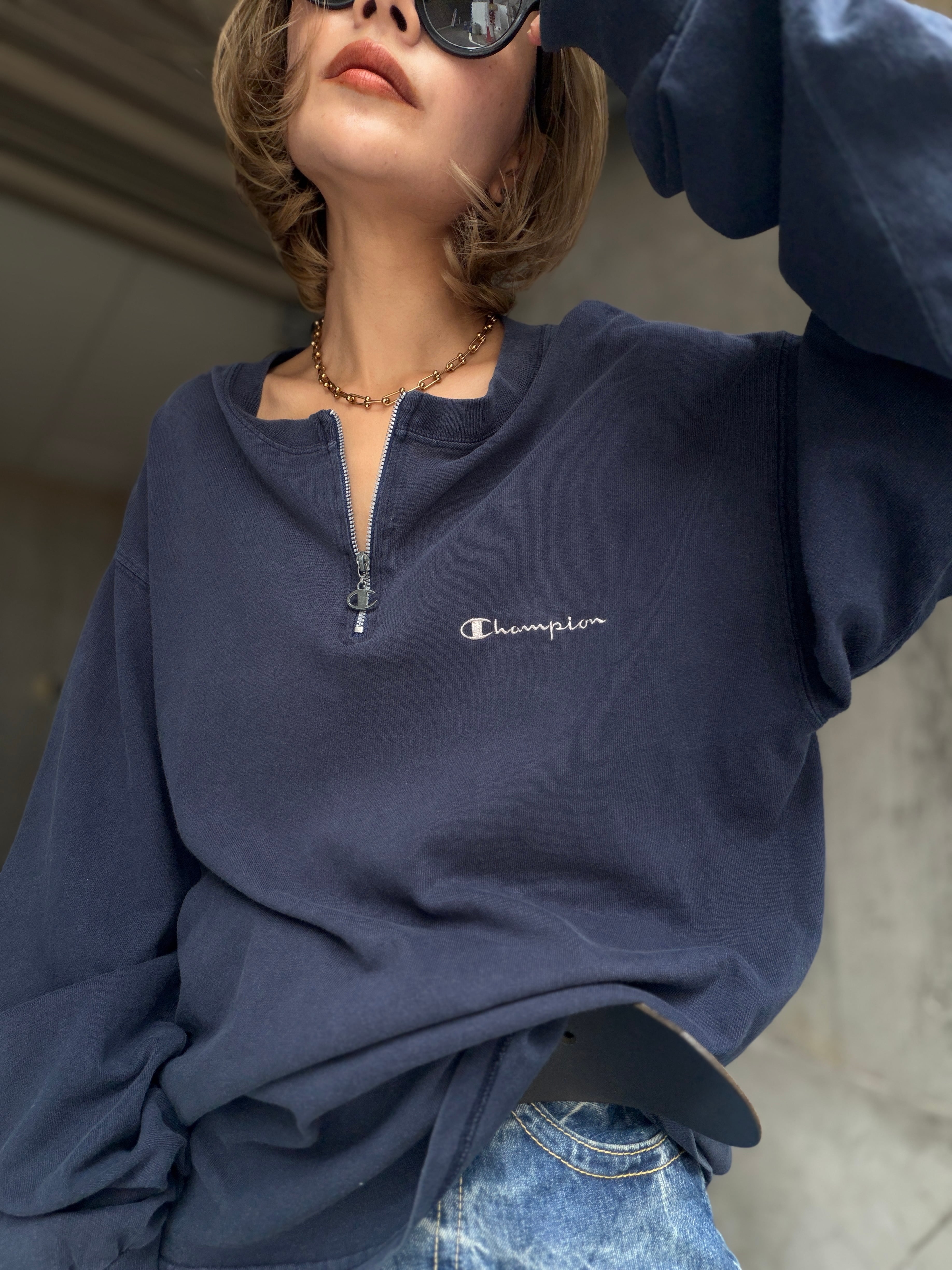 (CS2510)90‘s Champion half zip long tee