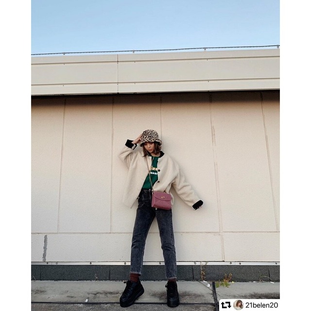 【21belen20さん着用】4ボタンボアフリースジャケット