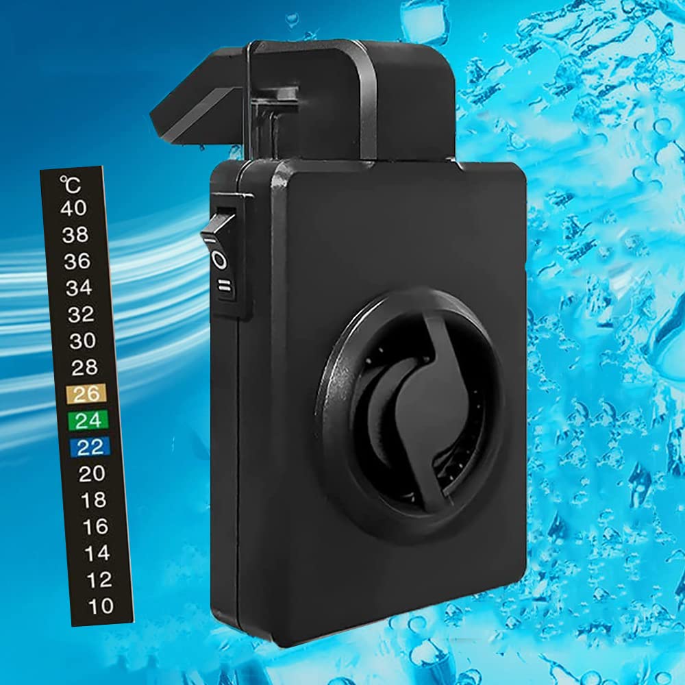 水槽用クーラー 水槽冷却ファン クールファン 水族館 水槽用ファン 扇風機 騒音なし 2段階 冷却ターボファン 軽量 小型 調節可能 USB式 コンパクト 温度計シール付き