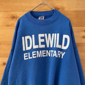 【FRUIT OF THE LOOM】90s USA製 プリントスウェット トレーナー Idlewild Elementary L ロゴ us古着