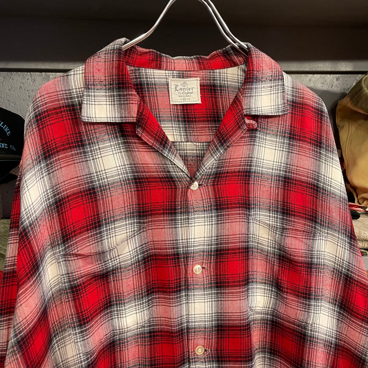 50-60s Lanier by oxford L/S Open Collar Rayon Shirt | VOSTOK