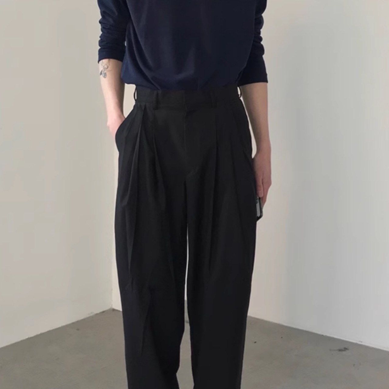 ルーズ立体プリーツモードパンツ　0780