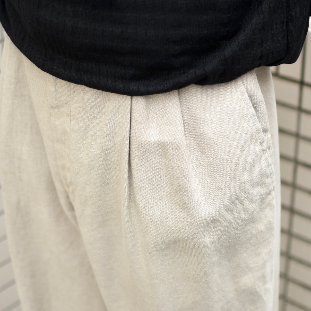 FAIRFAX 2tuck linen slacks ivory