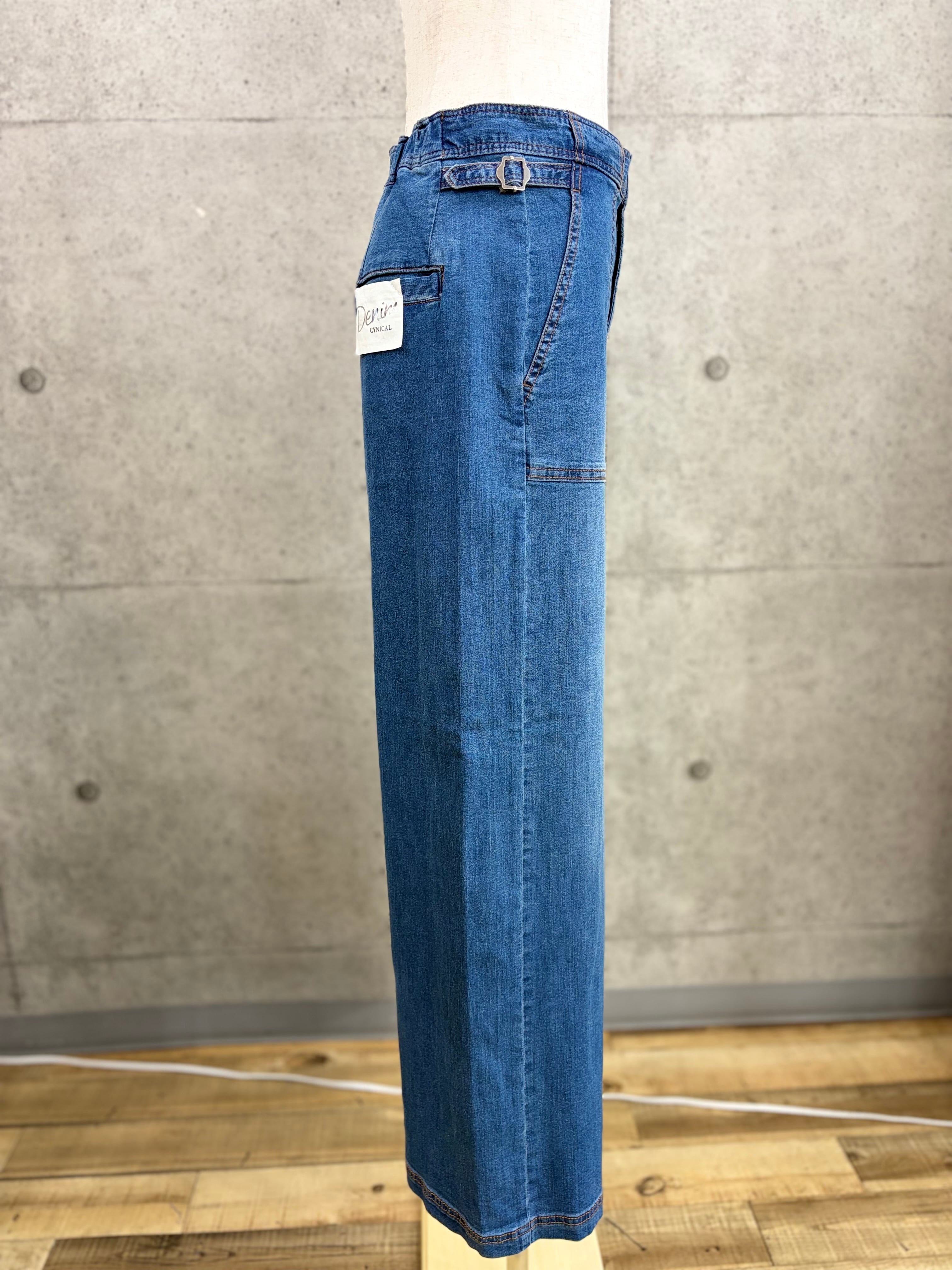 送料無料】CYNICAL(シニカル)接触冷感ベイカーデニムパンツ ブルー