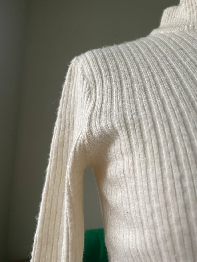 70s-80s Lace-Up High Neck Rib Knit