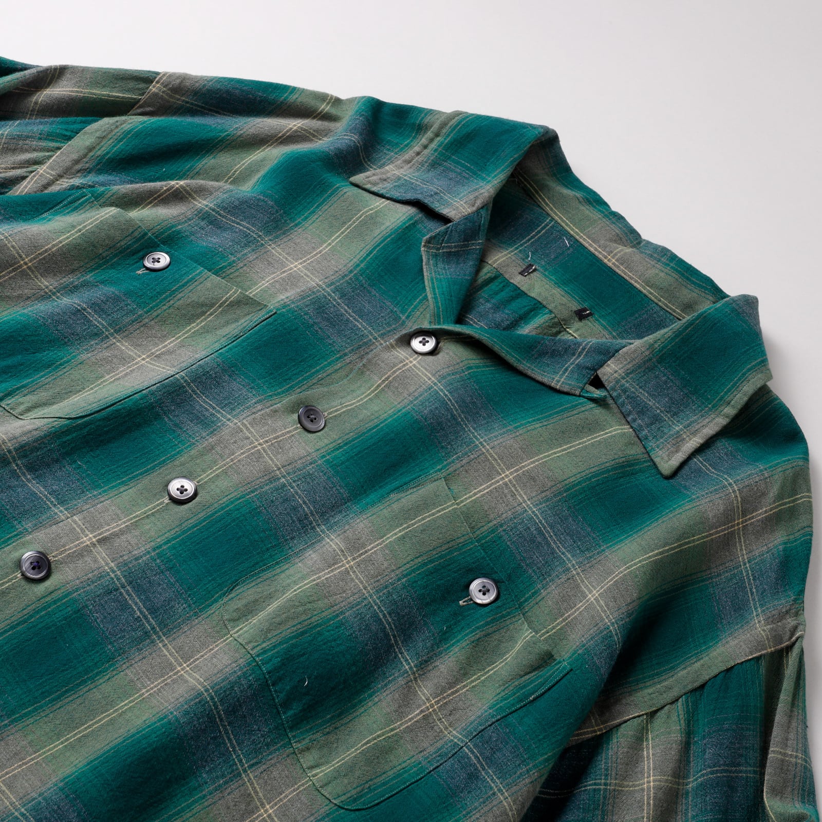 極美品】60s special Vintage rayon ombre check shirt green special