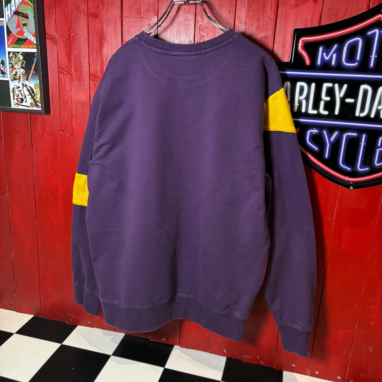 90s〜00s UMBRO 切り替えスウェット パープル × イエロー × オレンジ アンブロ