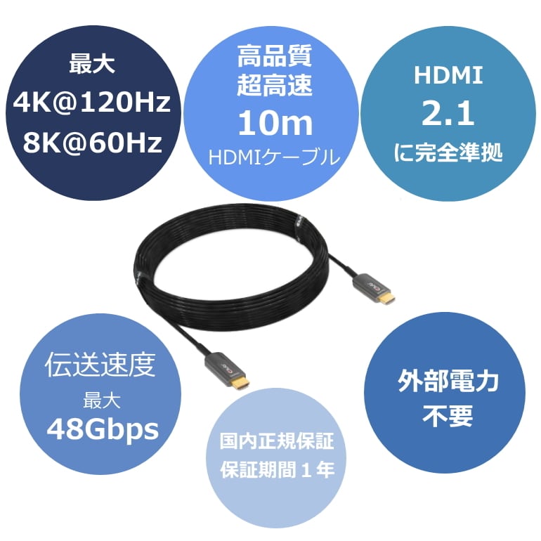 CAC-1376】Club3D HDMI 2.1 4K120Hz 48Gbps Male/Male 10m Active
