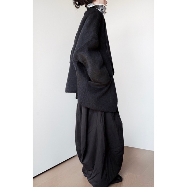 Asymmetric shawl collar coat C1647