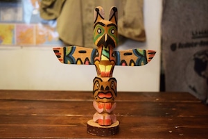 USED Handcraft wooden Totem pole Vintage G0272