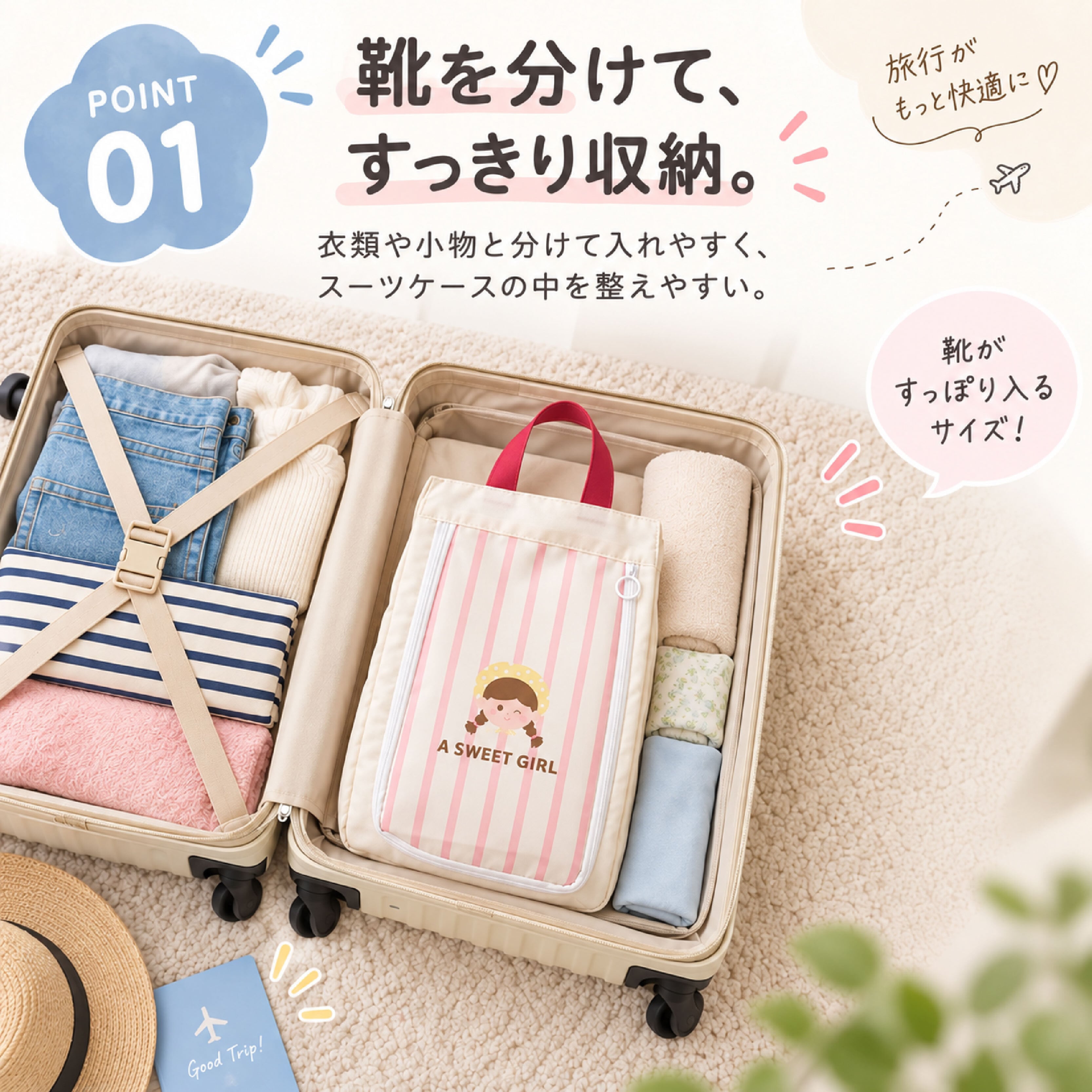 HY 1293 .シューズバッグ 2個セット 靴収納袋 トラベルシューズケース