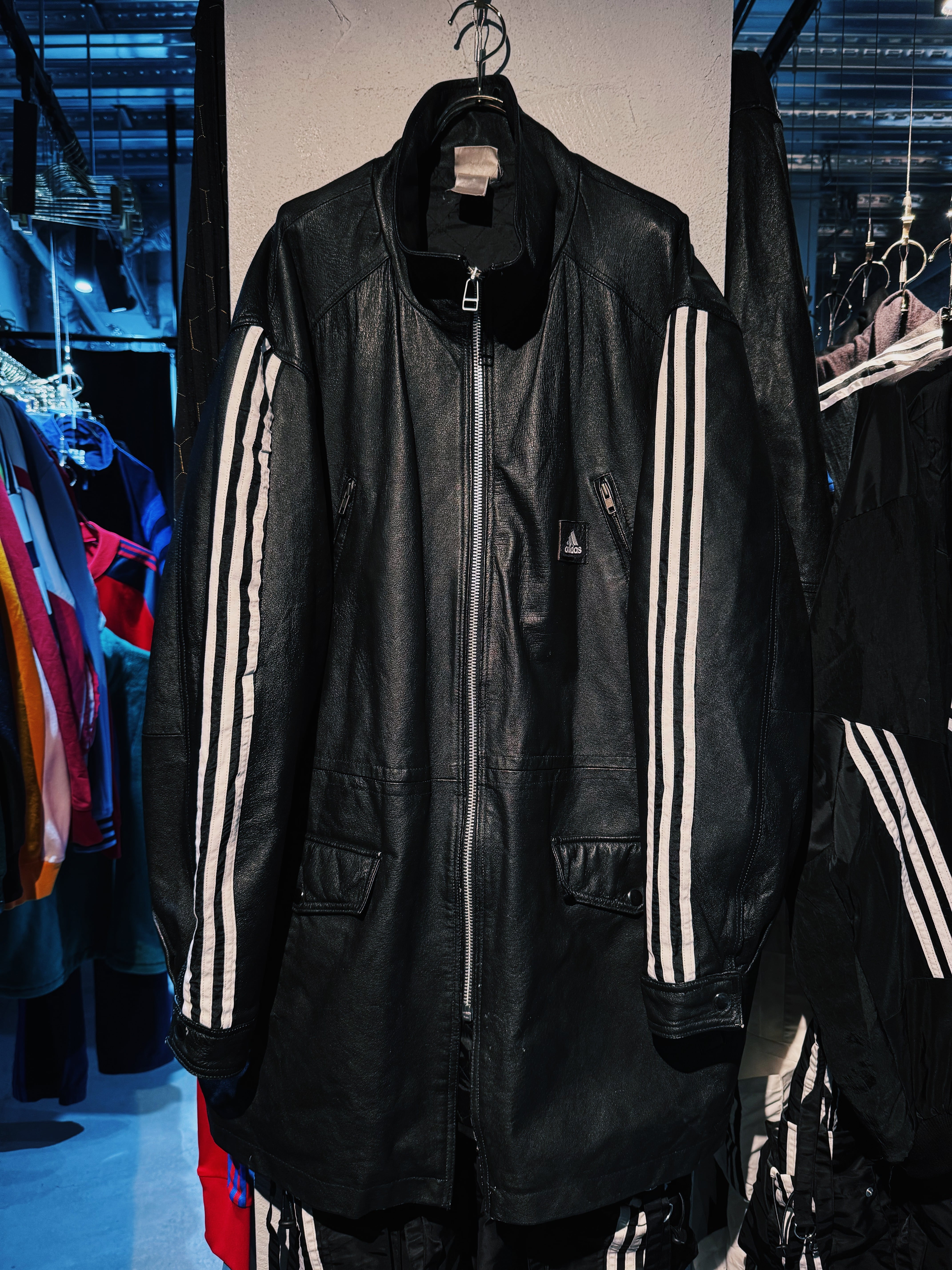 【D4C】special "original re:make" three stripe design vintage leather jacket three stripe edition
