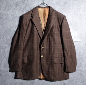 Brown Check Gold Button Vintage Tailored Jacket