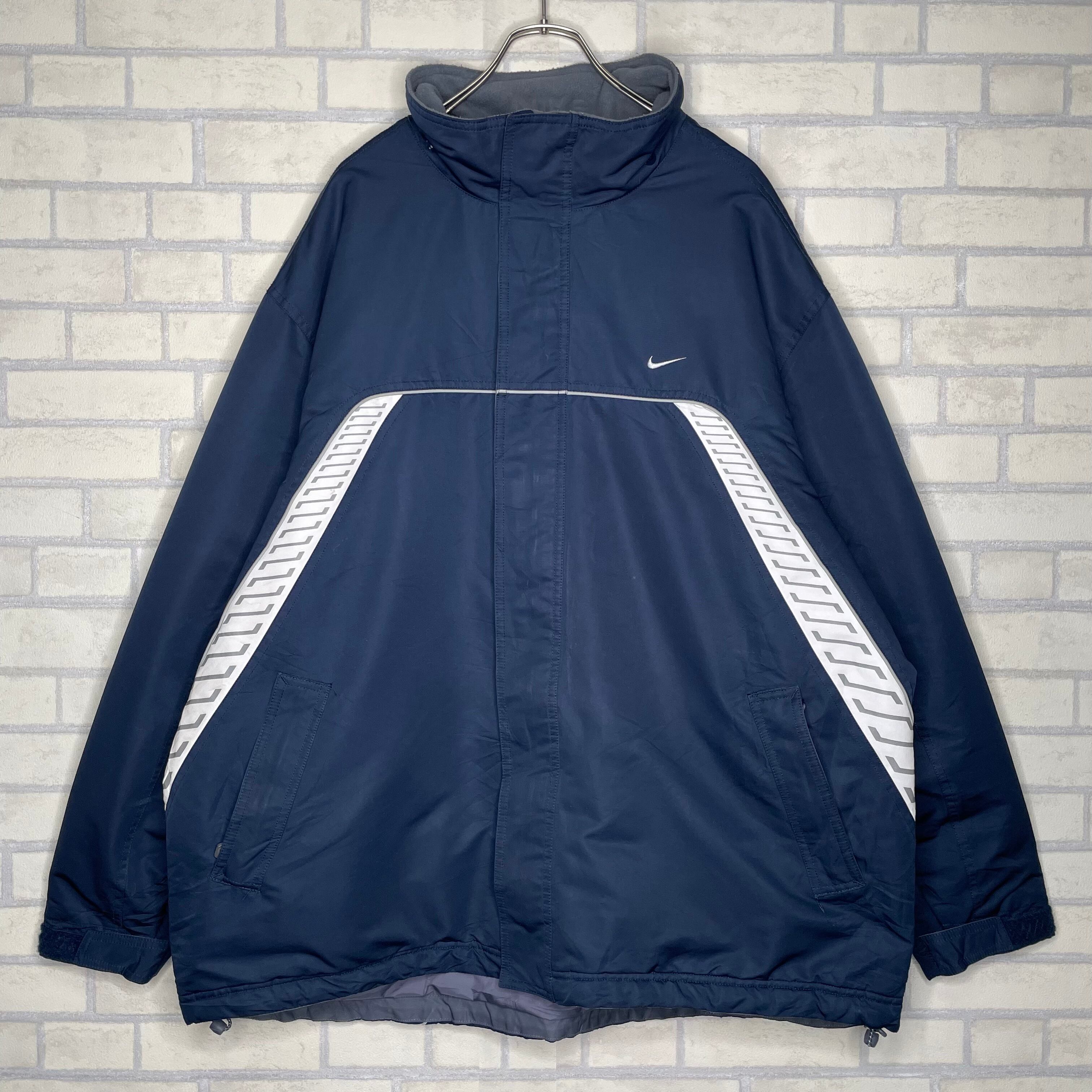 NIKE 中綿ジャケット 2XL ネイビー ポリエステル100% フード取り外し 