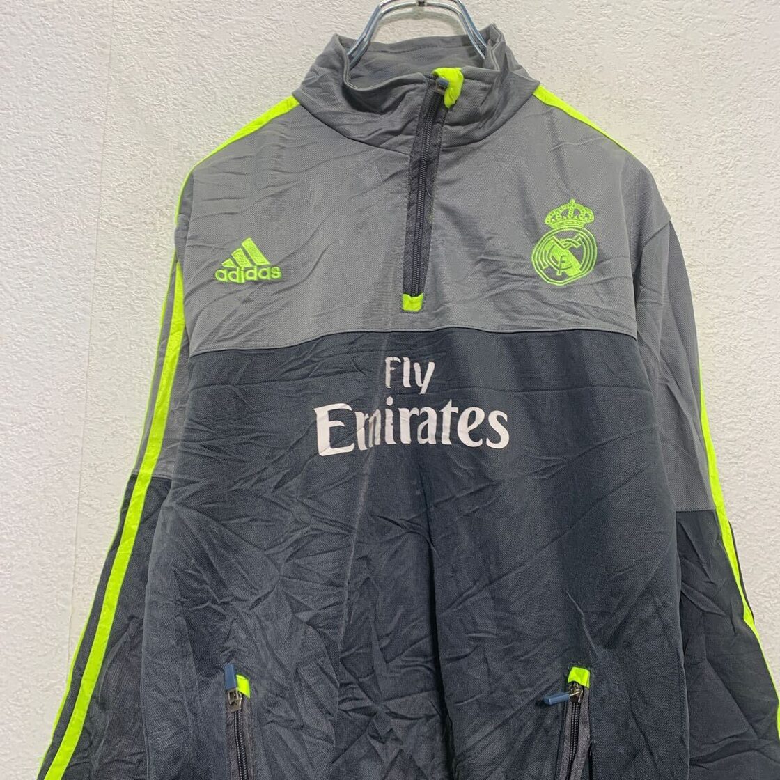 adidas ハーフジップ トラックジャケット 160〜 キッズ グレー 