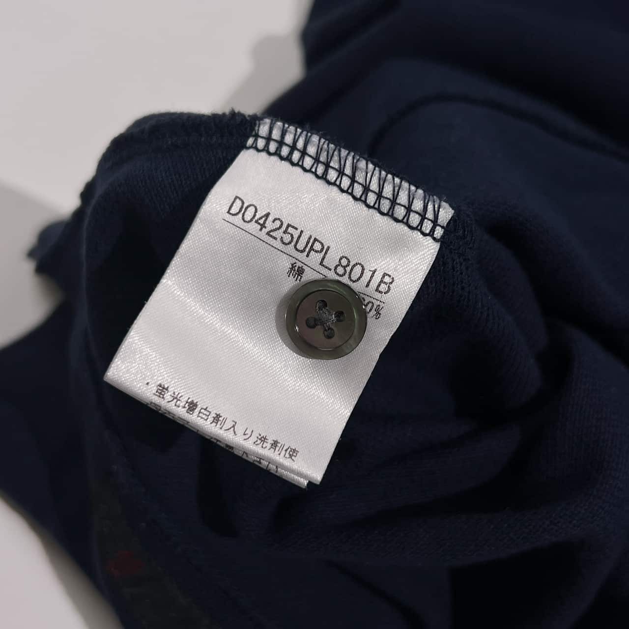 Papas パパス ワンポイント ロゴ 刺繍 鹿の子 半袖 ポロシャツ 48 M/ネイビー系 メンズ