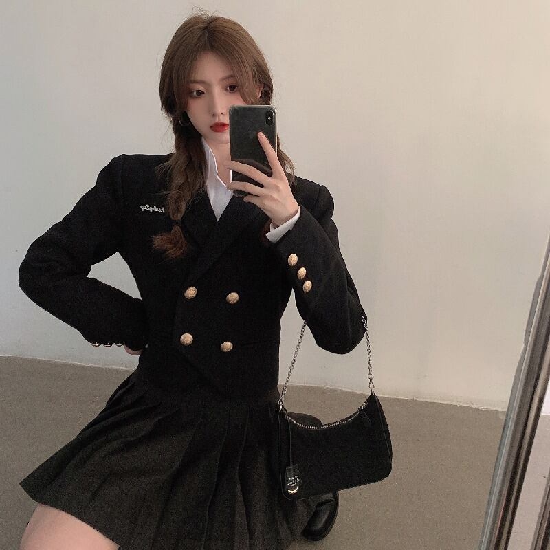 スタイルジャケット レディースオータムウィンターブラックルーズショート 秋物 冬物 ブラックストロベリース49156430681