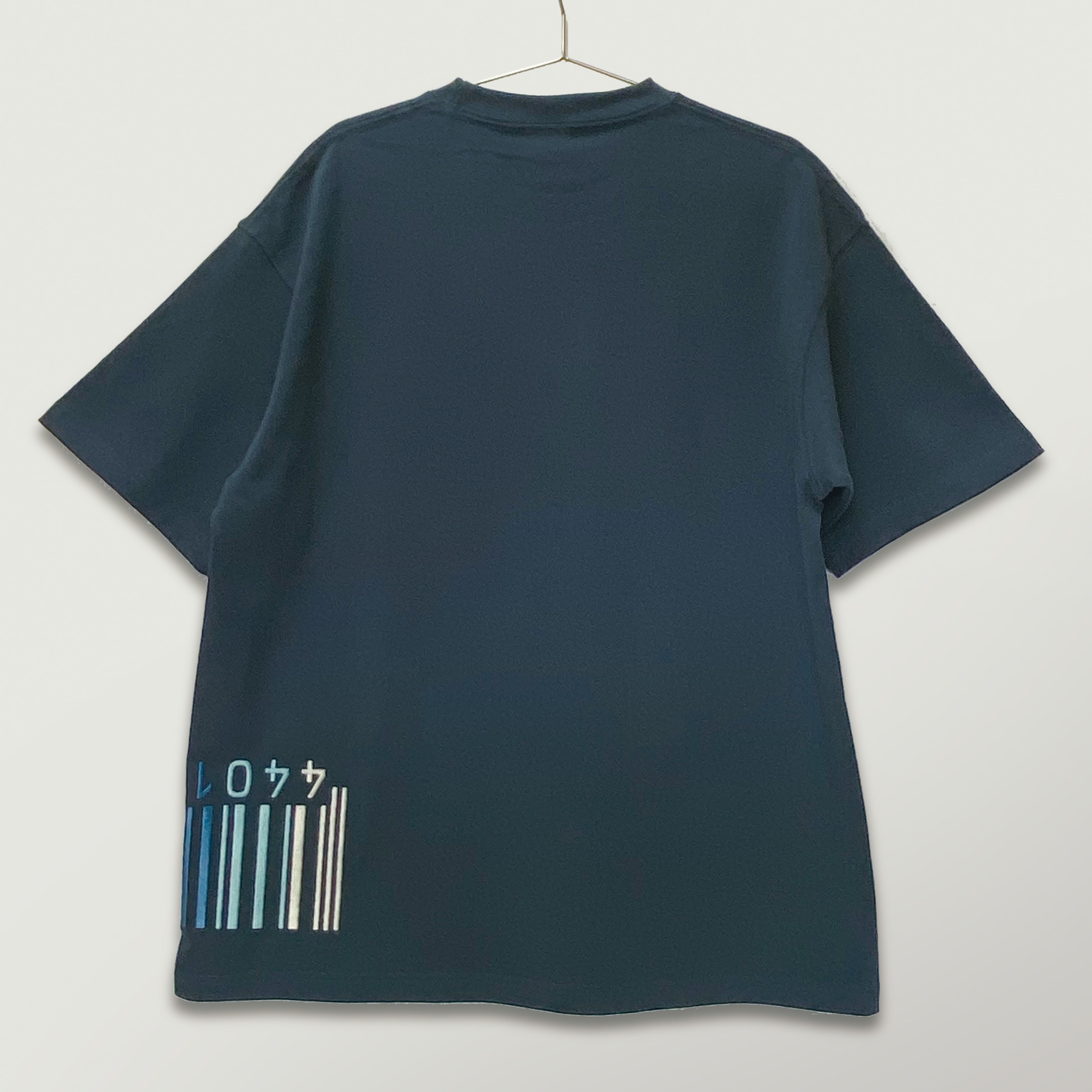 刺繍☆半袖Tシャツ／紺と空色のバーコード