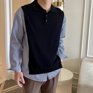 layered design long sleeve knit shirt mr0080