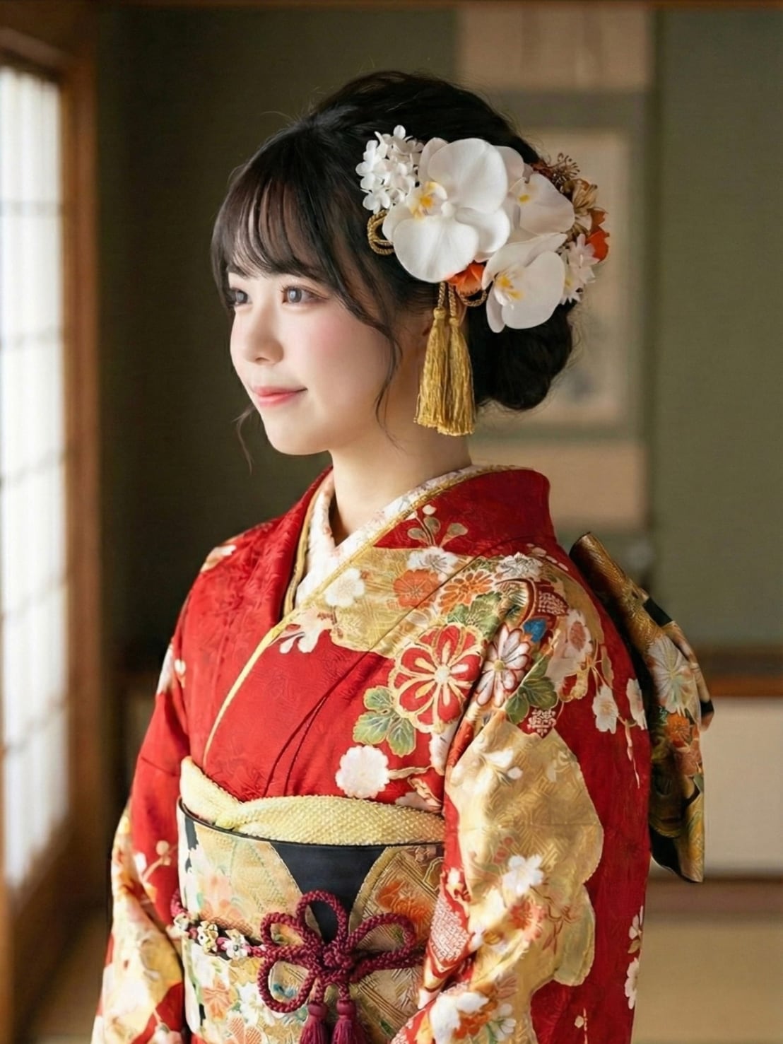 【凛とした胡蝶蘭髪飾り❤︎ホワイト】 振袖 成人式 ヘアドレス ヘアパーツ プリザーブドフラワー ドライフラワー k-0049