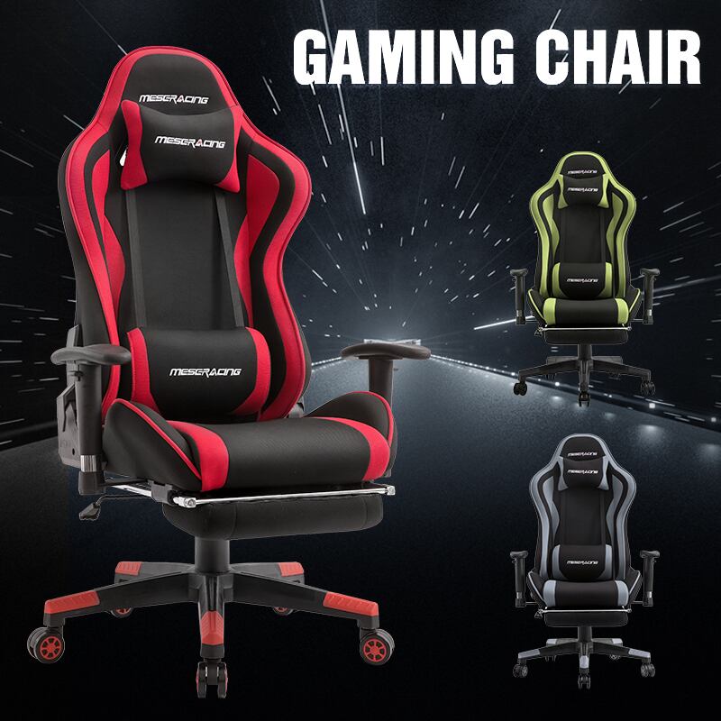 ゲーミングチェア オットマン付き 通気性抜群 gaming chair 耐荷重