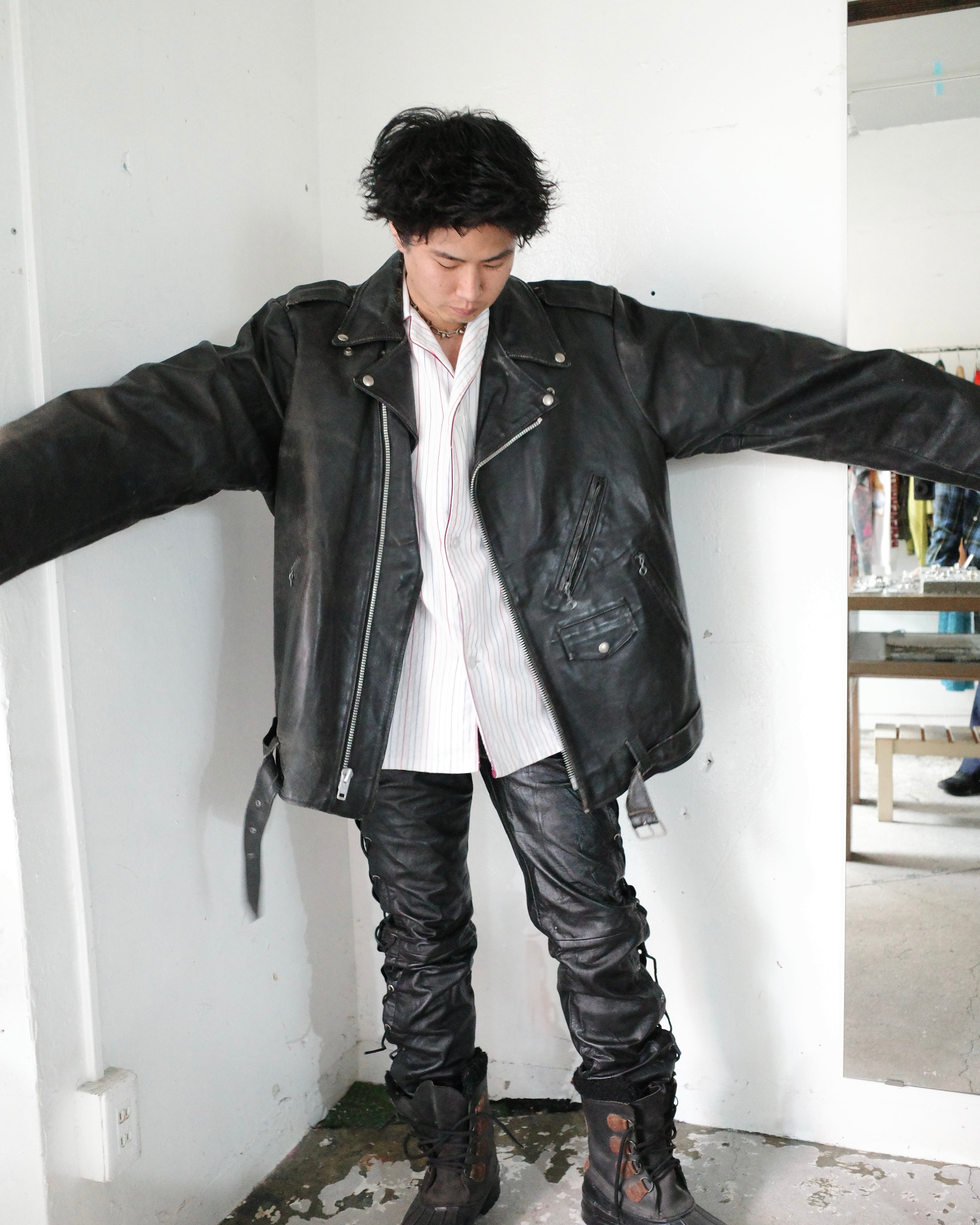 SEARS シアーズ 黒 レザージャケット Lサイズ　美品 Sears “The Leather Shop” Black Riders Jacket | coug（カーグ