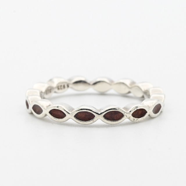 Brown Enamel Accent Thin Fancy Band Ring #12.5 / Denmark