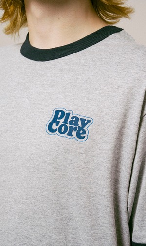 Logo Ringer Tee / GRAY×NAVY