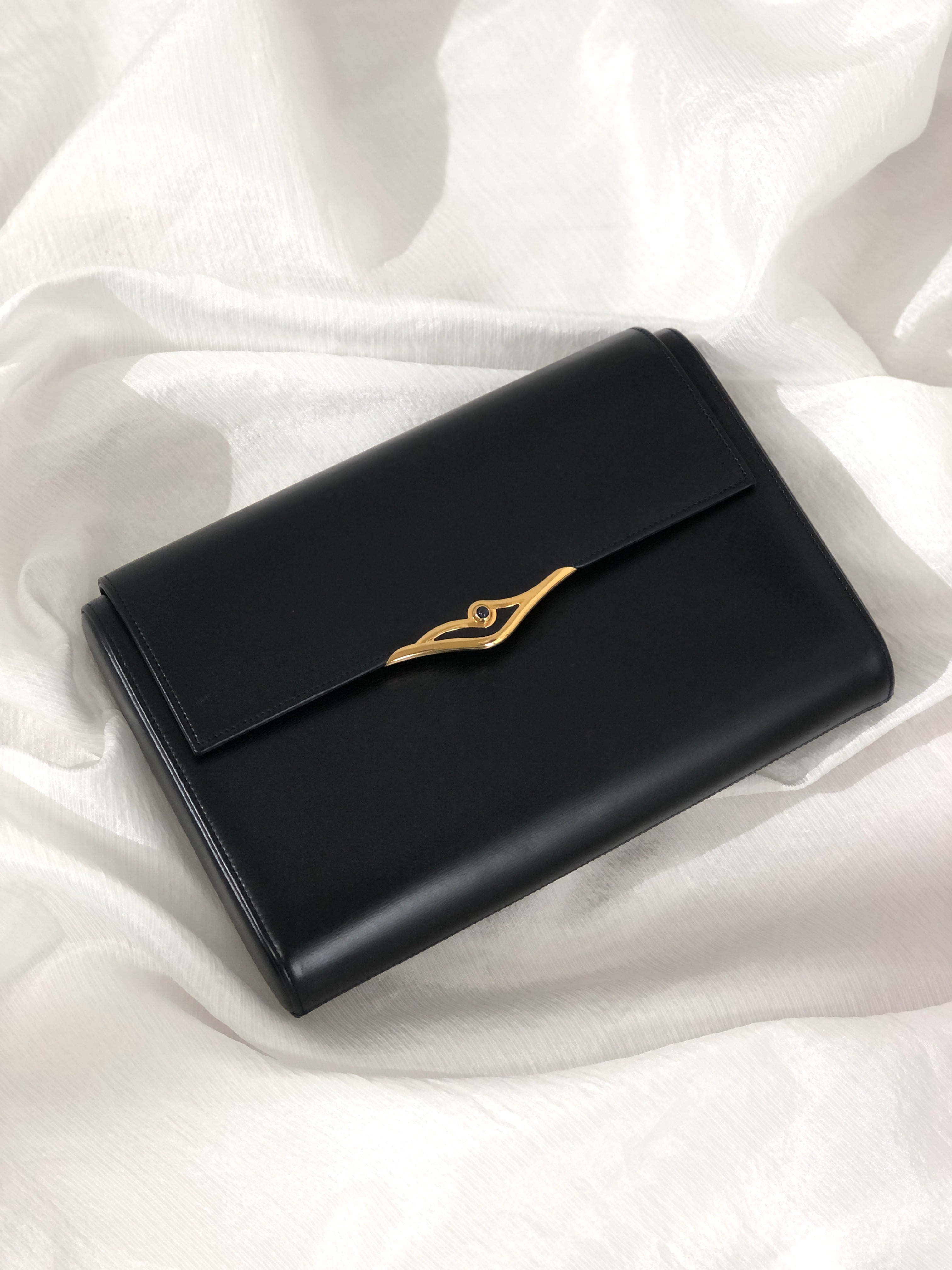 Cartier カルティエ サファイアライン ストーン レザー クラッチバッグ ネイビー vintage ヴィンテージ オールド nu45in |  VintageShop solo powered by BASE