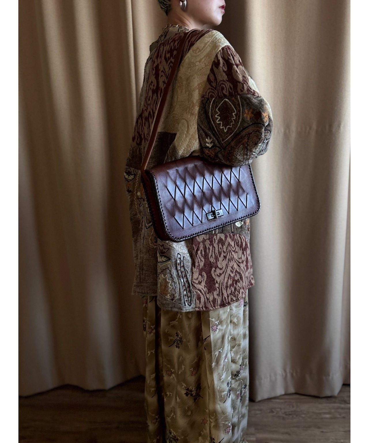 braided design vintage leather bag-5005-9