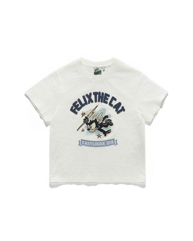 [EASTLOGUE] (WOMAN) FLYING LIGHTNING FELIX APPLIQUE T-SHIRTS / OFF WHITE 正規品 韓国ブランド 韓国ファッション 韓国代行 イーストローグ 日本 店舗
