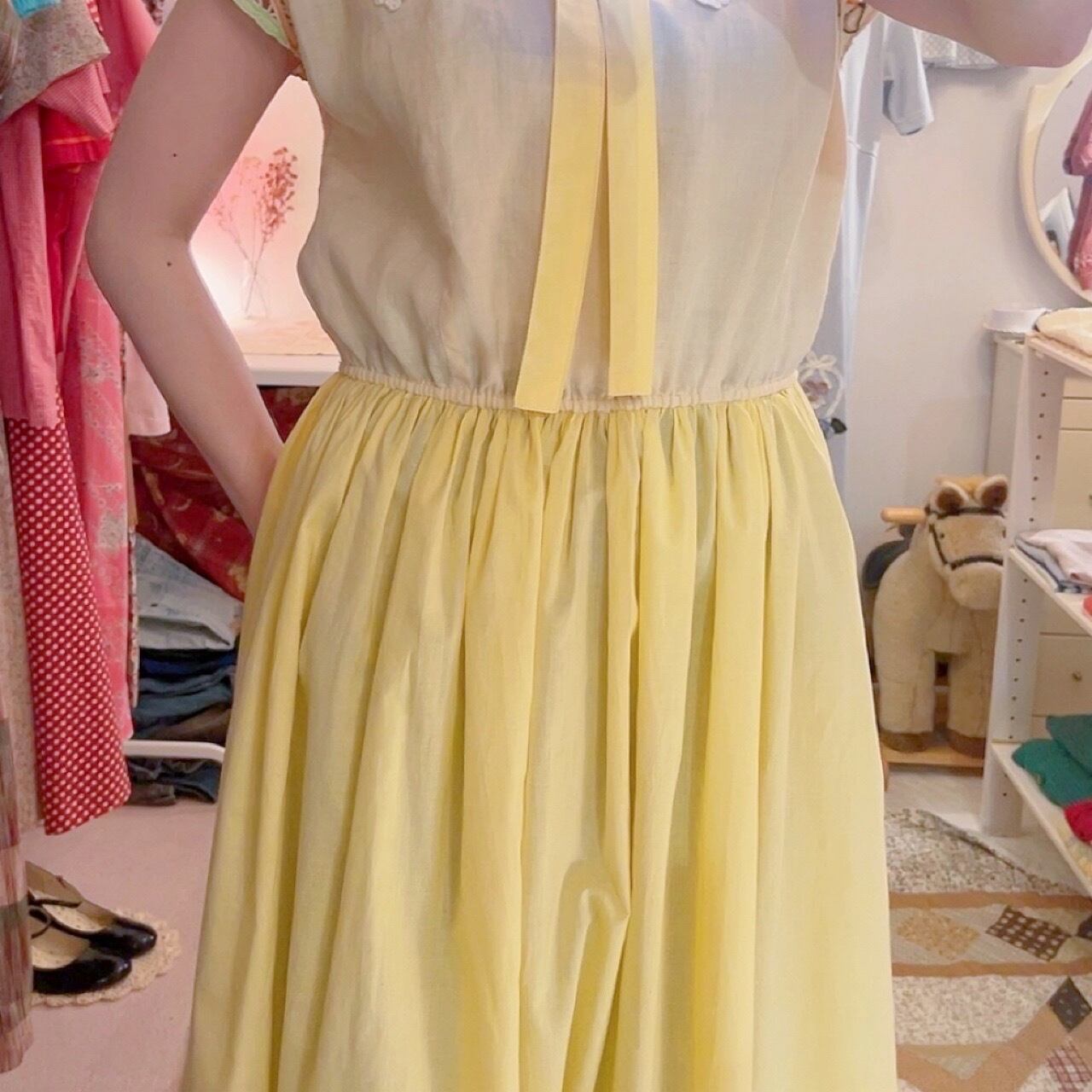 remake / leaf embroidery one-piece