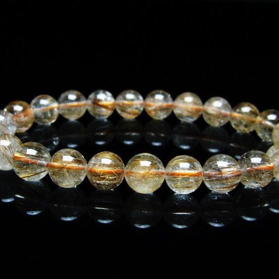 キャッツアイルチルクォーツ ブレスレット 8mm ルチルクォーツ ブレス 一点物 メール便可 [M便 1/10] 111-45823