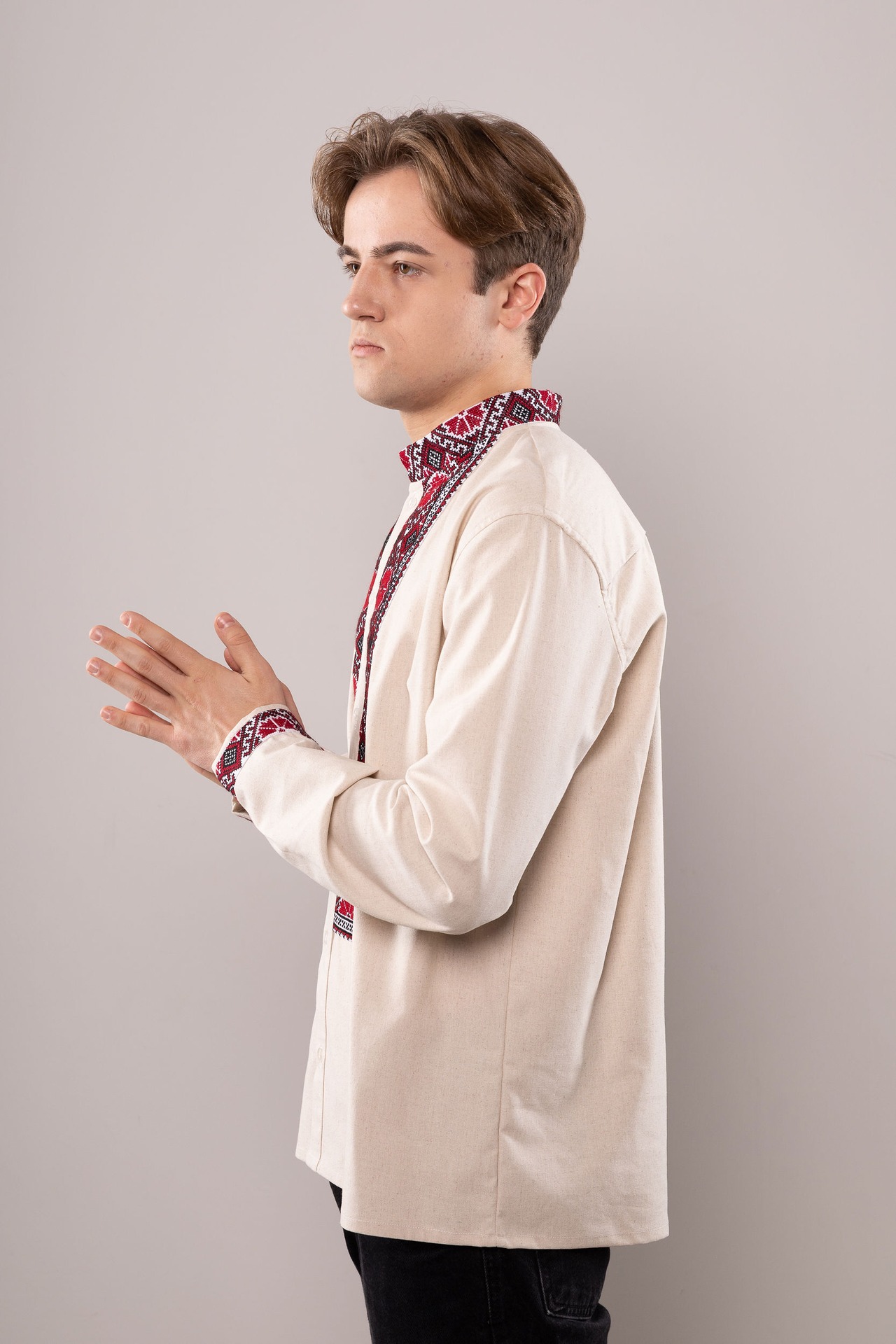 ウクライナ刺繍ヴィシヴァンカ　クロスステッチ手刺繍　Lサイズ　メンズ - 3