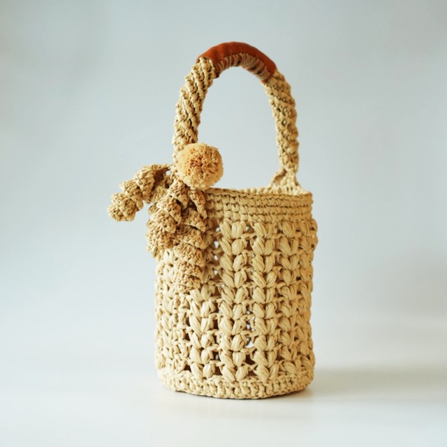 Raffia Bucket Bag with Signature Charm