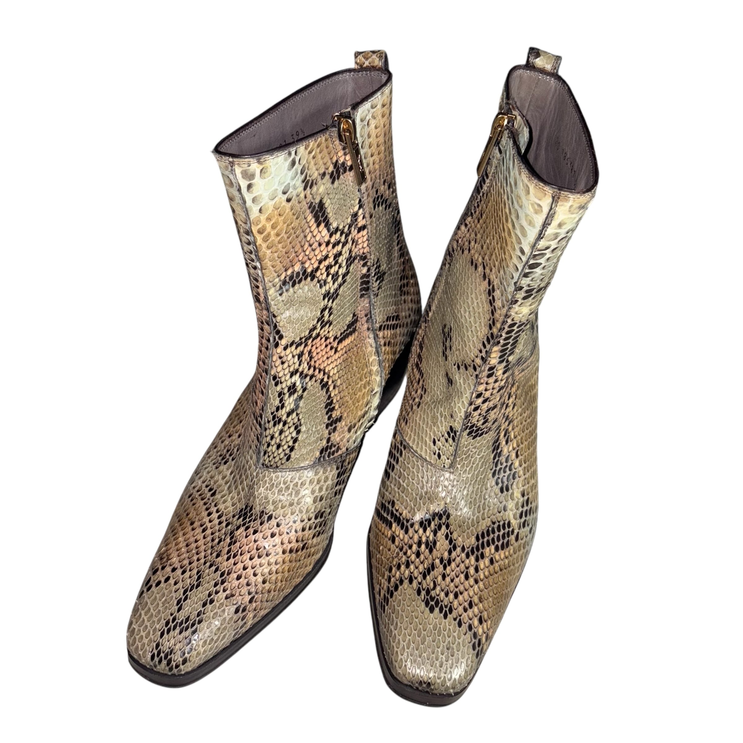 YVES SAINT LAURENT python leather high heel boots | NOIR ONLINE
