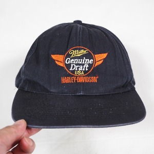 HARLEY DAVIDSON × Miller Beer embroidered 6panel snapback cap black one size fits all  KC CAPS 90's ハーレーダヴィッドソン ミラー