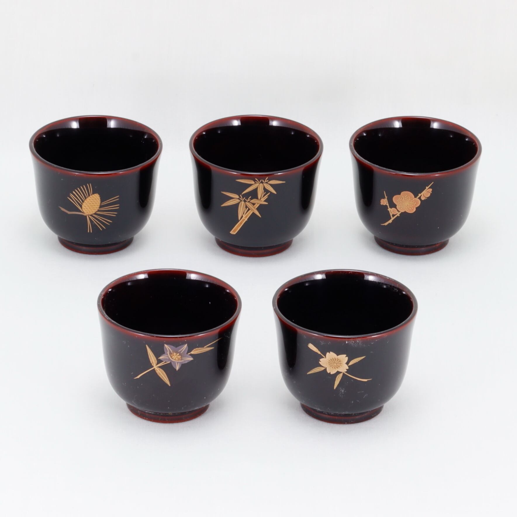 230 輪島塗 ぐい呑み／溜塗／5種蒔絵セット | 輪島塗 加藤漆器店 公式 