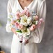 白アネモネ×ピンク×水色クラッチブーケ☆ブートニア