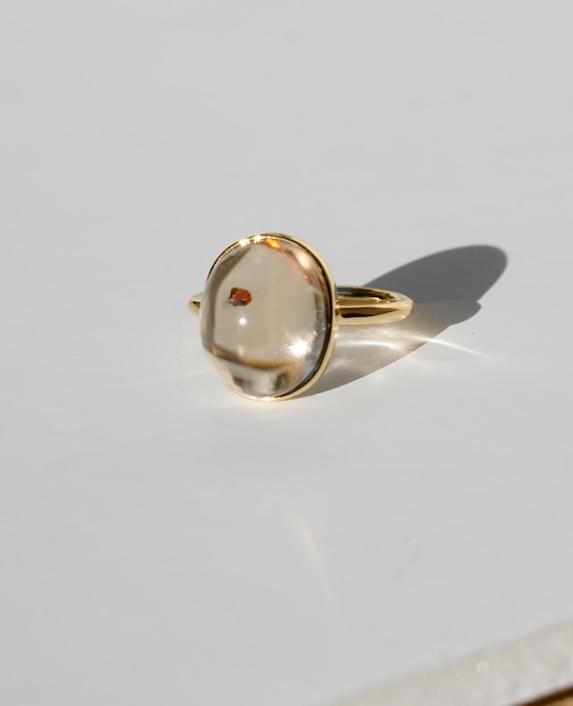 Garnet in quartz K18 Ring