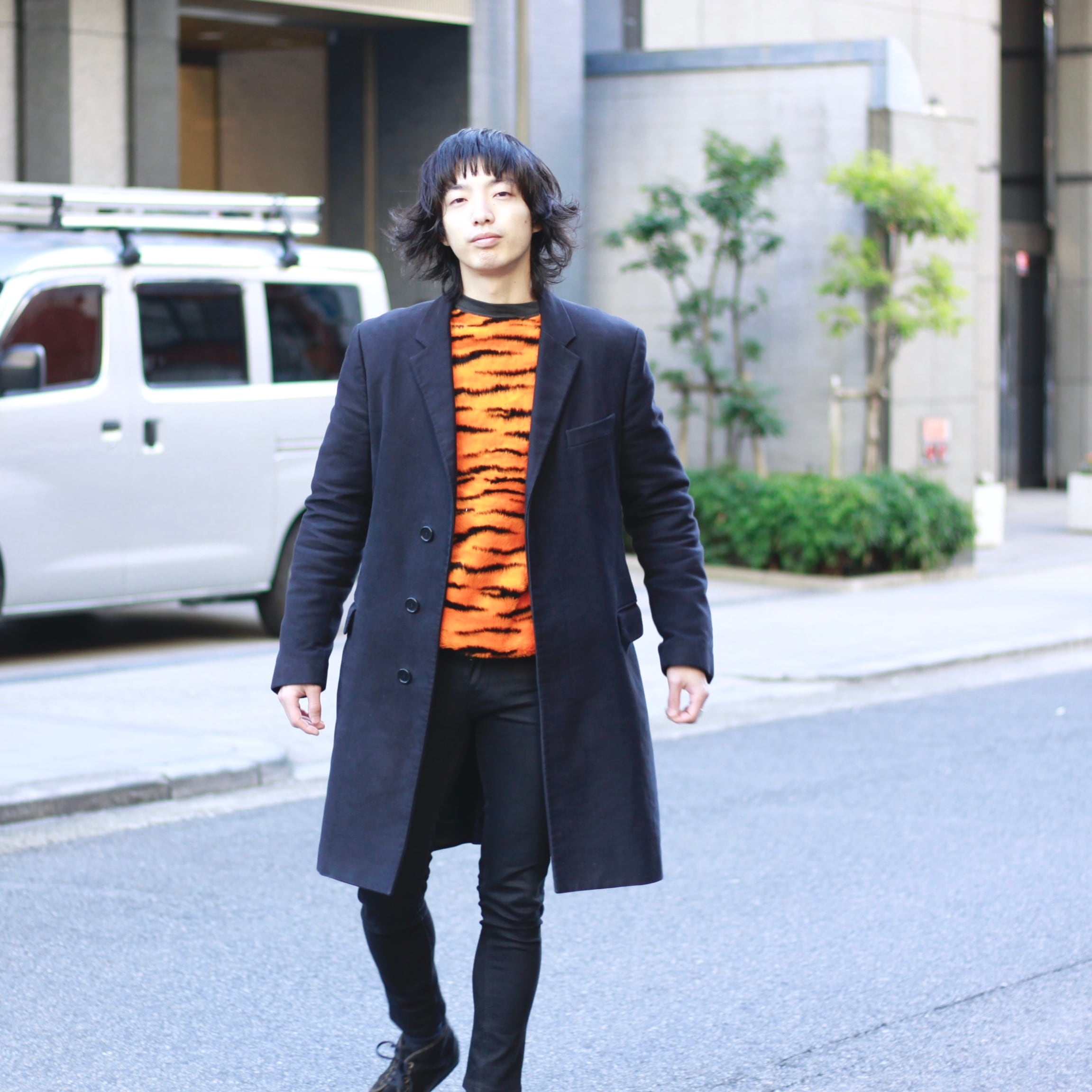 0744. 2000's helmut lang moleskin coat ブラック チェスターコート