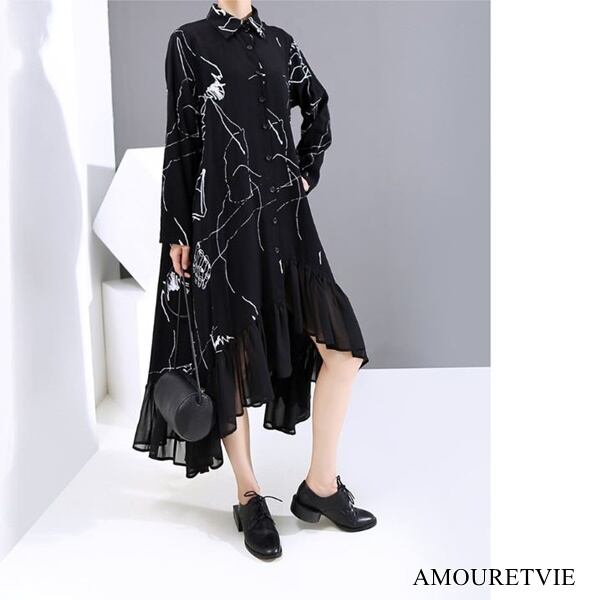 ワンピース シック モダン レース シースルー 黒 ブラック スタイリッシュ モード系 ヴィジュアル系 1592 Amouretvie 韓国系 モード系 個性的ファッションの通販サイト