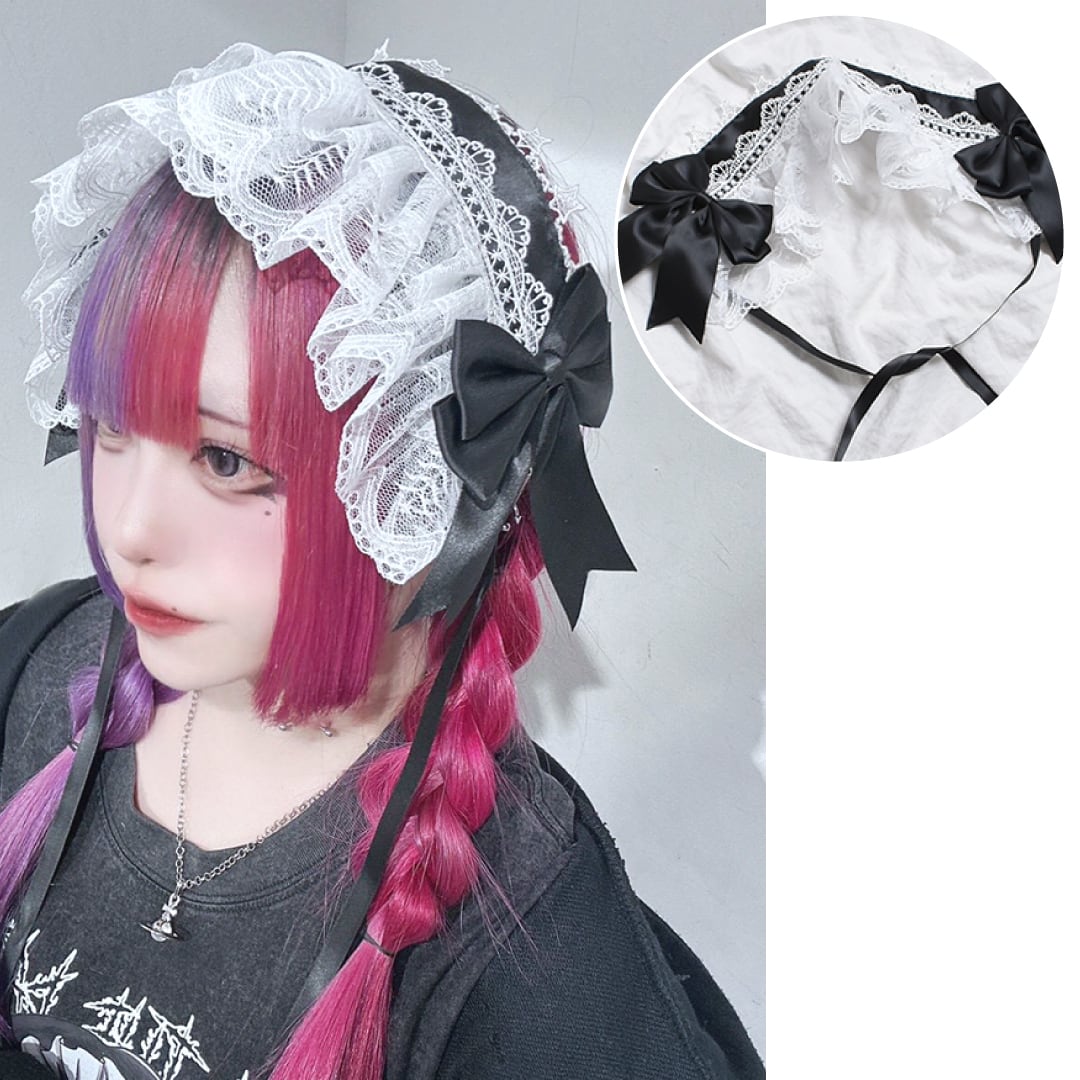 【2/12新着】レースフリルリボン ヘッドドレス