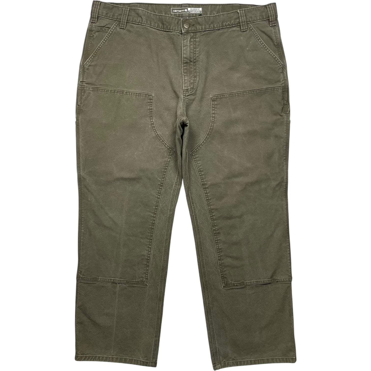 《実寸W42L29》Carhartt カーハート ダブルニー ワークパンツ ペインターパンツ フェード ダメージ グリーン no.10220