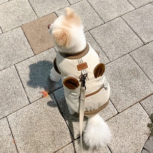 【PET】2色展開秋冬可愛さ耳柄ジッパーポケットフック付きベスト