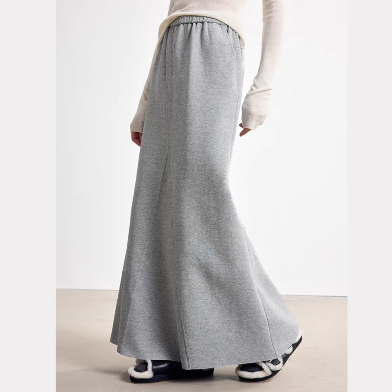 切り替え ロング丈 Aライン スカート 00122・画像3