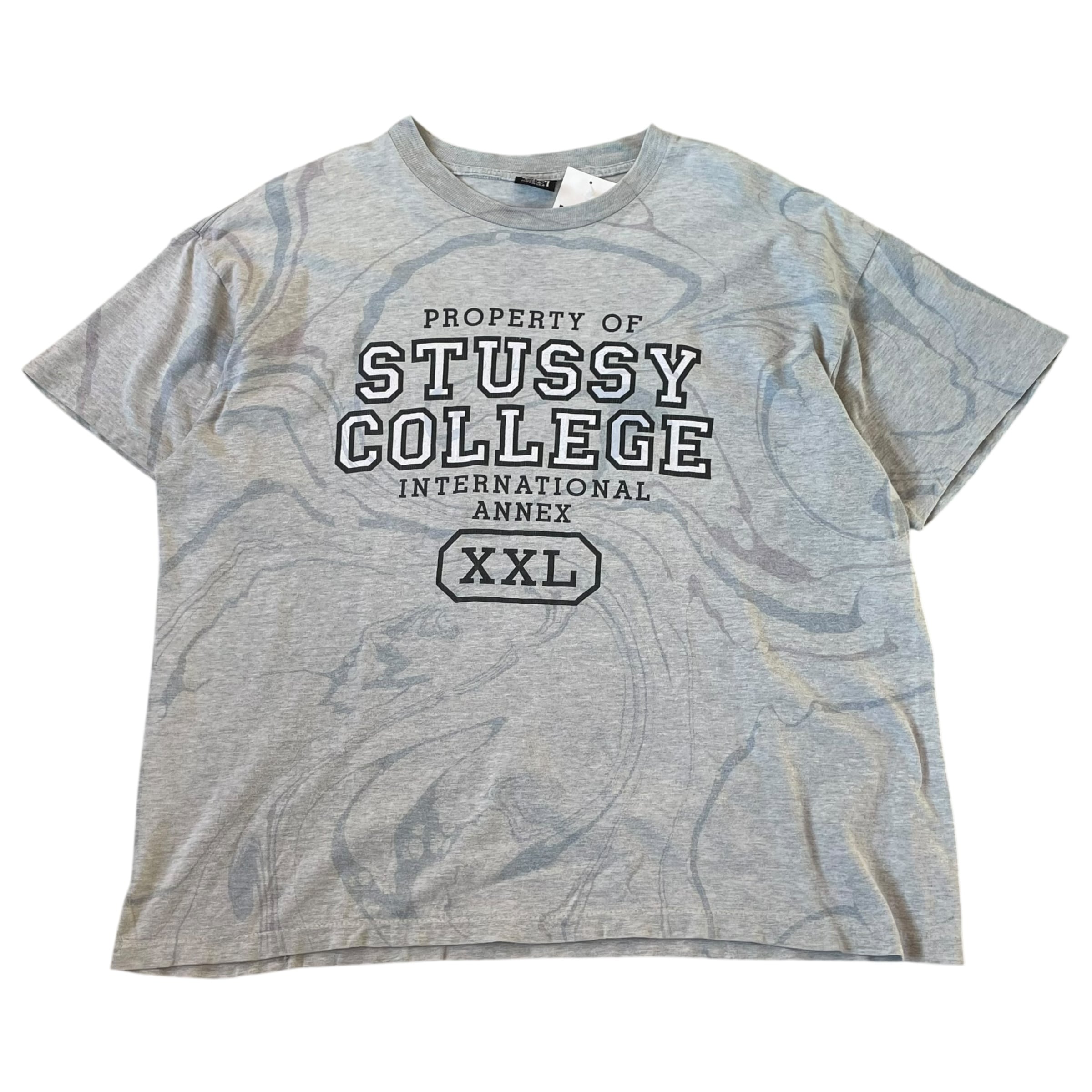 90s STUSSY bootleg "marble" college logo T-shirt