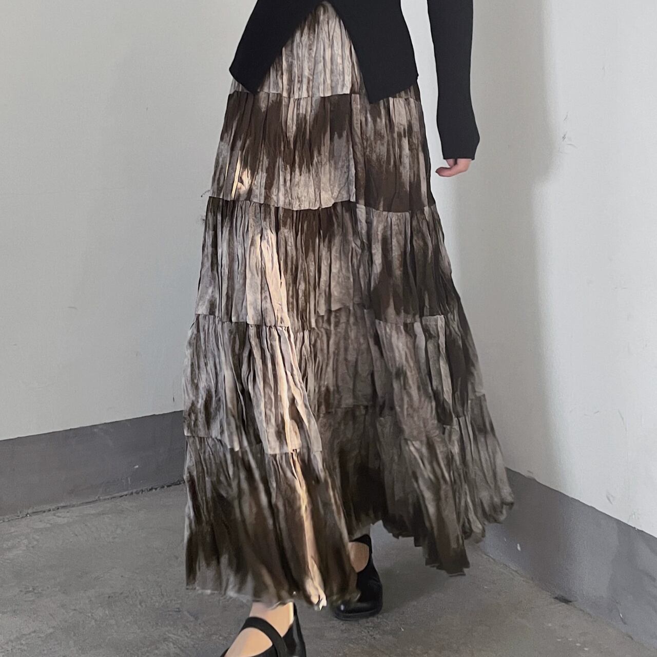 Retro tie-dye pleated skirt S446